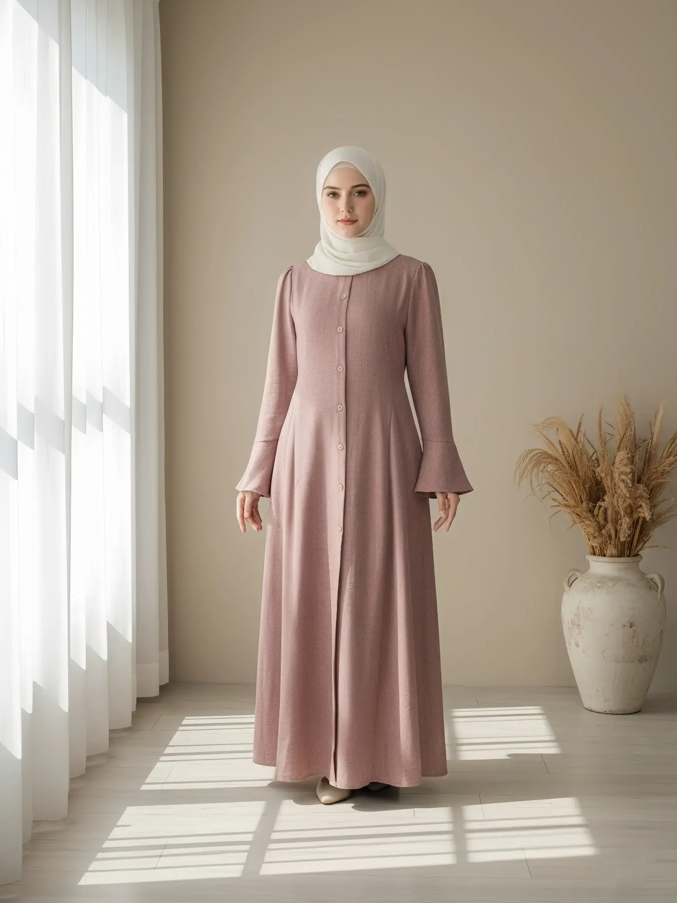 Women's Maxi Abaya Dress with Back Zipper & Pockets, Long Sleeve Design, Modest Style, Perfect for Casual Wear, Stylish Muslim Clothing, Modest Islamic Clothing, Islamic Modesty Clothes, Dress for Daily Wear