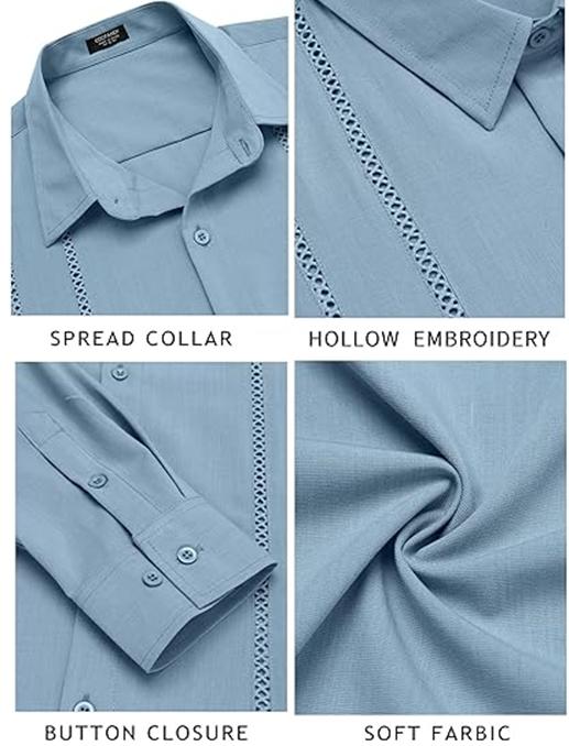 COOFANDY Men's Cuba Guayabela Shirt Short Sleeve Button Down Shirt Casual Summer Beach Linen Shirt, Fashionable Casual Business Shirt, Comfortabl Underwear e Fabric, Men's Choice COOFANDY Men's Cuba Guayabela Shirt Short Sleeve Button Down Shirt Casual Summer Beach Linen Shirt, Fashionable Casual Business Shirt, Comfortabl Underwear e Fabric, Men's Choice