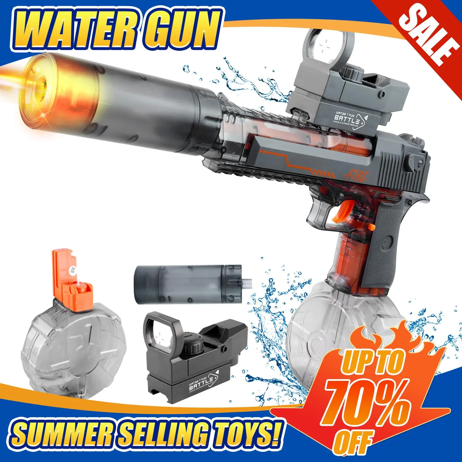 Electric Water Blaster Flame Effect LED Light