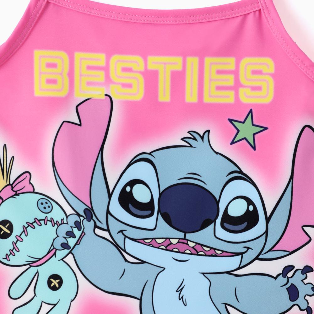 Disney Stitch & Scrump Girls 2-Piece Outfit - Pink Tank Top & Checkered Pleated Skirt Set Character Apparel for Toddlers & Little Girls, Summer Casual Set