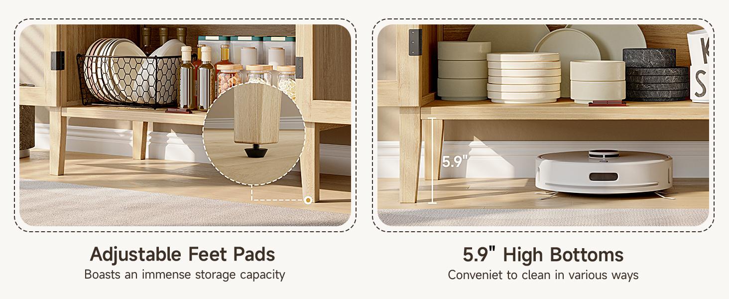 【SPOTLIGHT DAY】ONBRILL 71" High Arched Kitchen Sideboard, 5-Tier Arched Cabinetry Wooden Sideboard with Glass Doors and Drawers, Modern Display Sideboard with Adjustable Legs 【SPOTLIGHT DAY】ONBRILL 71" High Arched Kitchen Sideboard, 5-Tier Arched Cabinetry Wooden Sideboard with Glass Doors and Drawers, Modern Display Sideboard with Adjustable Legs