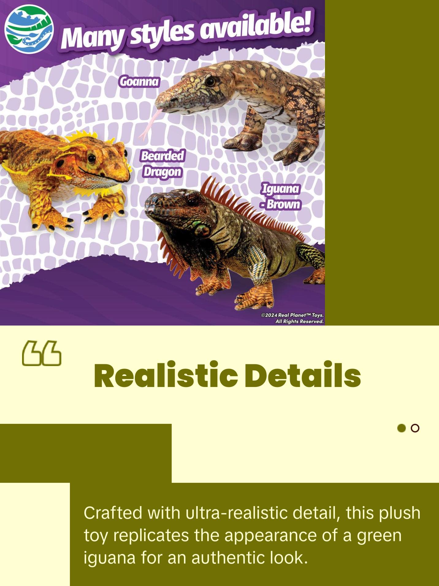 Real Planet™ Green Iguana Realistic Plush Stuffed Animal