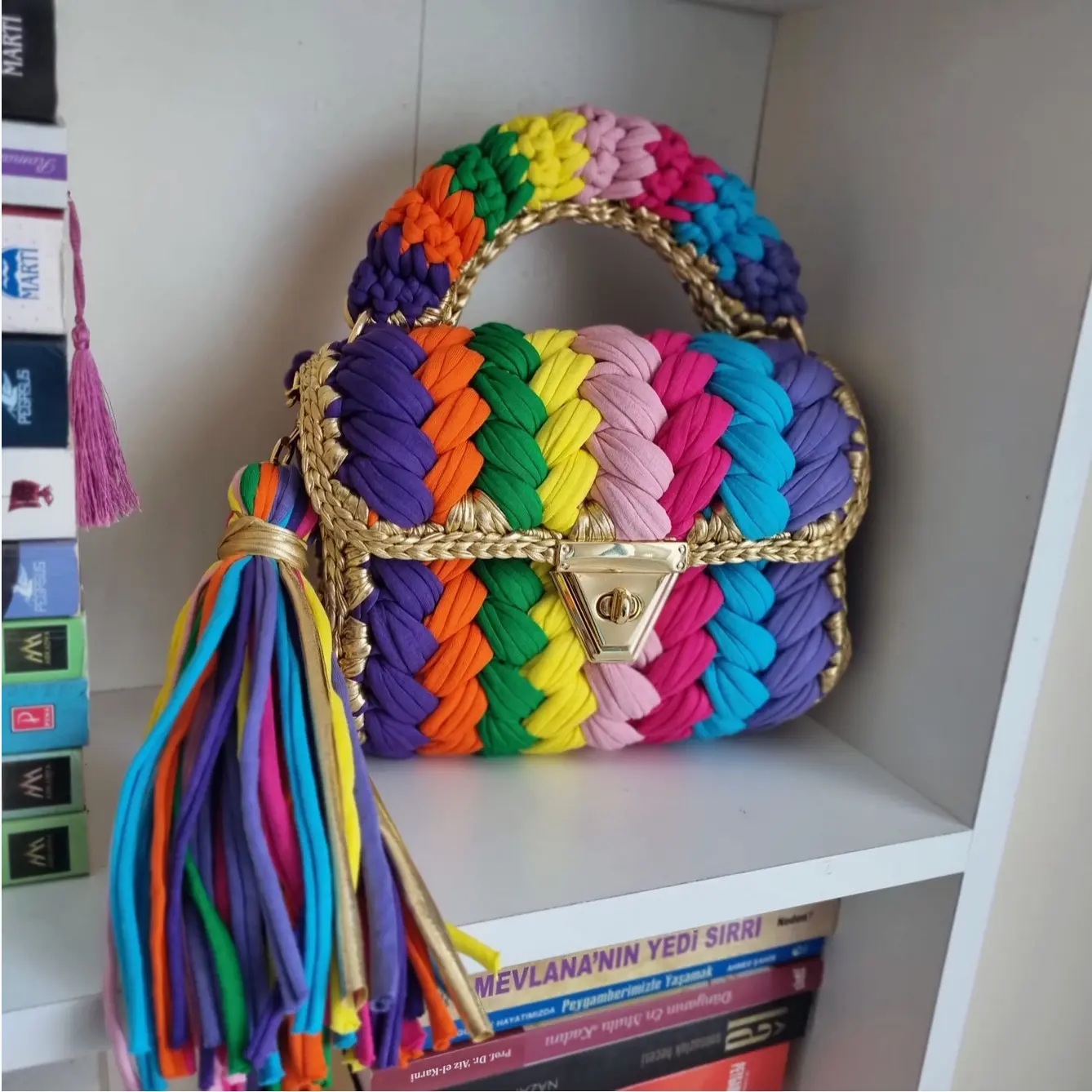 Rope Crochet Purse - Rainbow