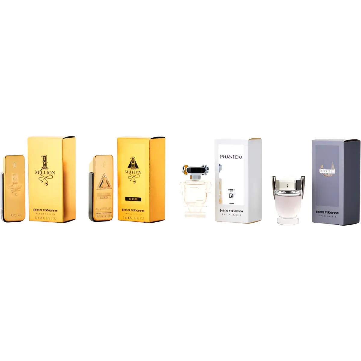 Paco Rabanne Men's Miniature Collection 4-Piece Set, 4 × 0.17 Ounce (1 MIL EDT + 1 MIL ELIXIR INTENSE PARFUM + INV EDT + PHANTOM EDT)