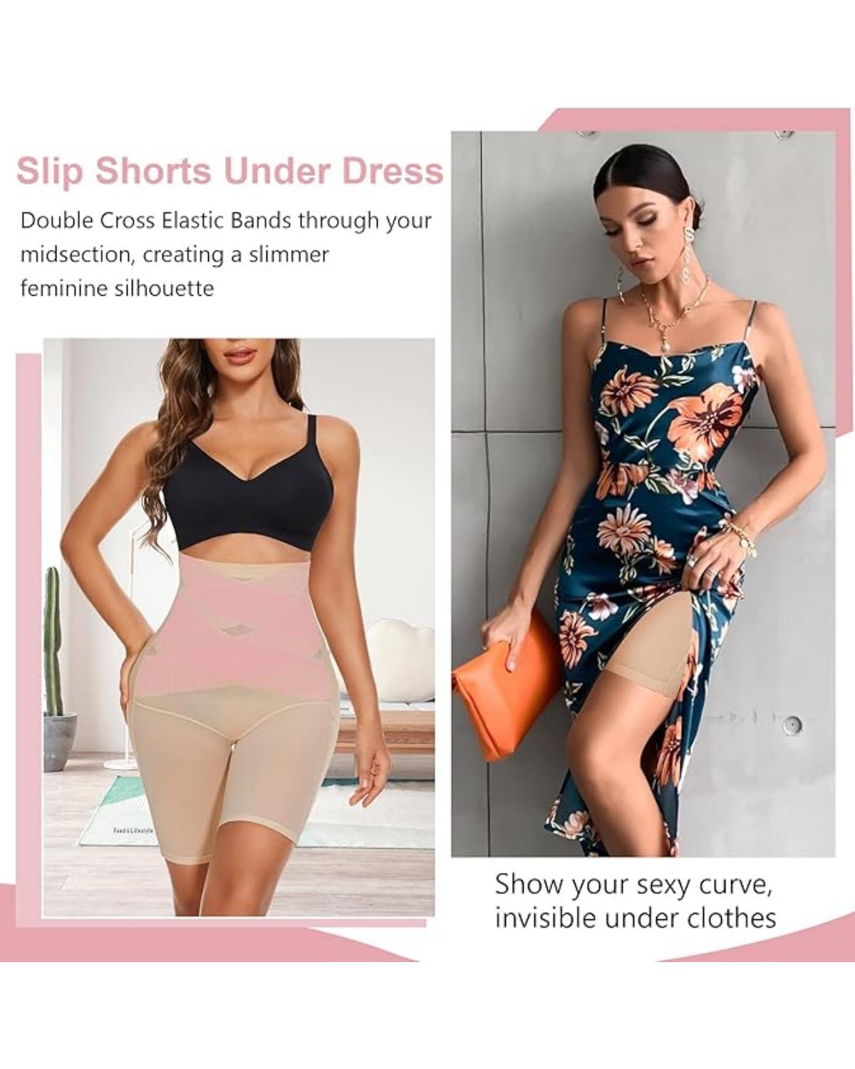 Curvyfaja Women's Comfort High Waist Shapewear Tummy Control Underpants Abdominal Control Panties Casual Womenswear Shorts with Hip Lift & Cross Compression Basic Minimalist