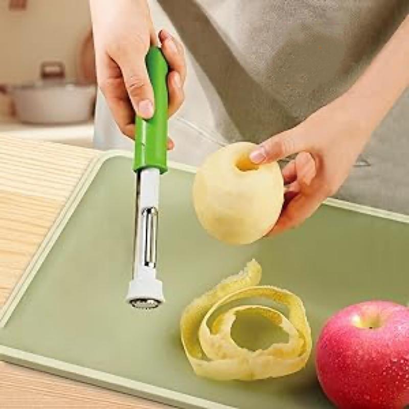 2-in-1 Fruit & Vegetable Core Remover & Peeler Stainless Steel Tool Quick Easy Core Removal for Apples Pears More Portable Compact Kitchen Utensil