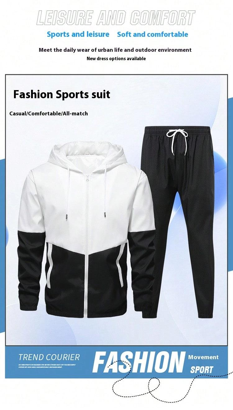 2-Piece Men's Sportswear Set - Hooded Windbreaker & Pants ，Jogging Suits Workout Tracksuit