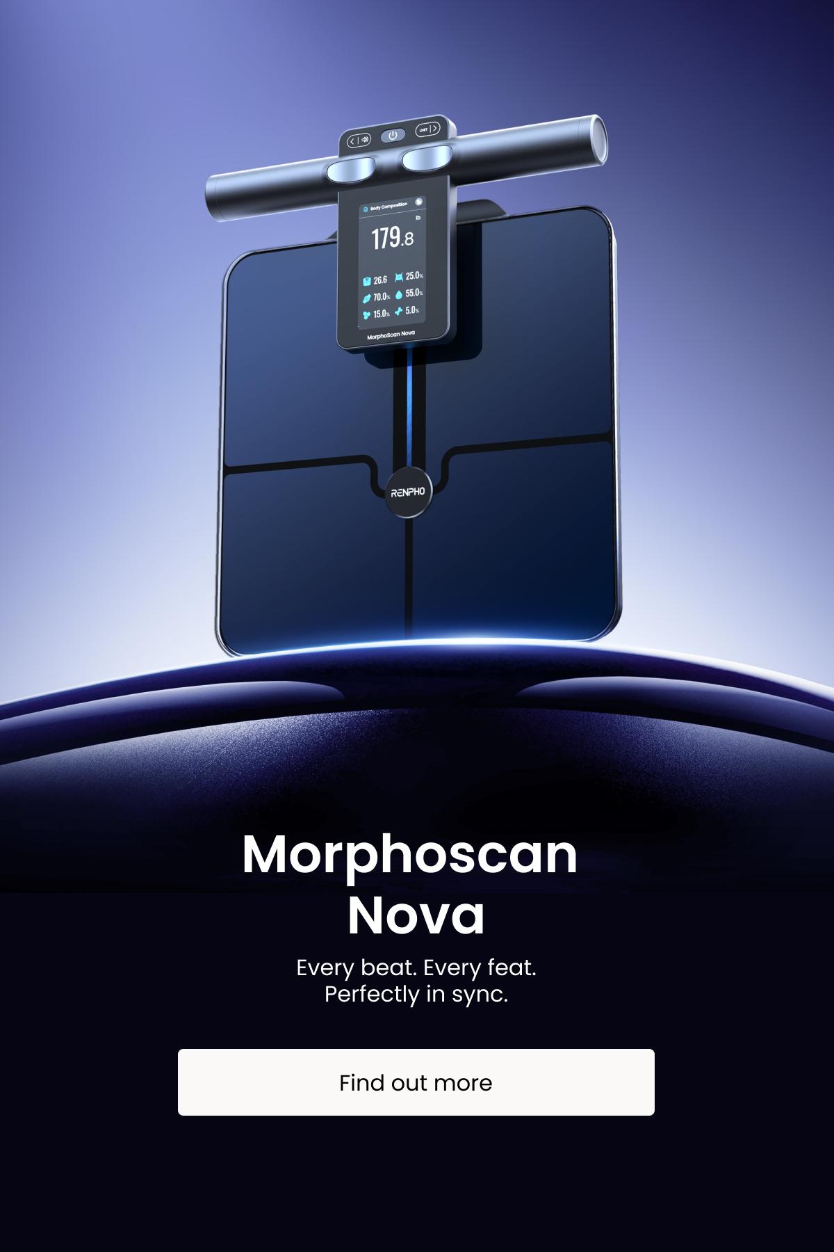 RENPHO 8 Electrode Smart Scale, Full Body Scan Segmental Body Composition Analysis with BIA Technology, Bluetooth Gym Gifts Measures Weight, BMI, Body Fat, Muscle Mass, Syncs to Free App, Full-Color TFT LCD on Handle, MorphoScan Nova, 400lbs