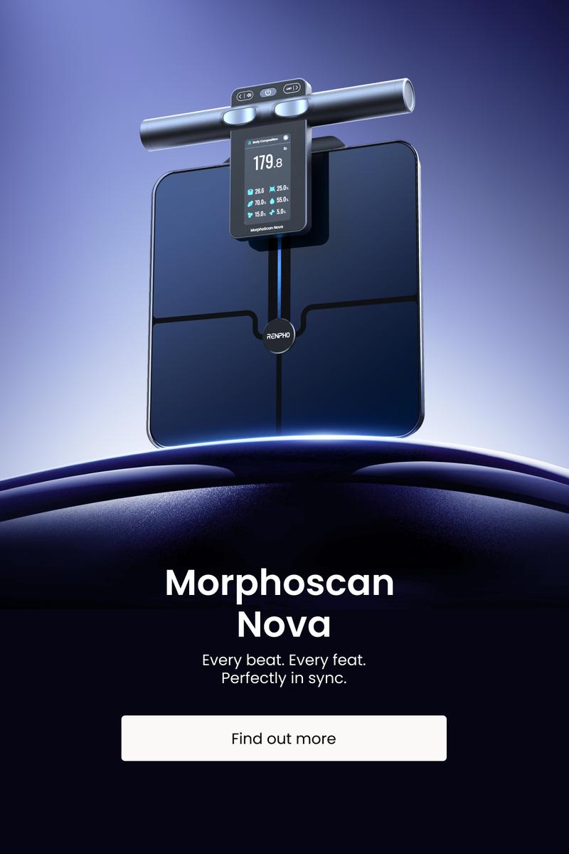 RENPHO 8 Electrode Smart Scale, Full Body Scan Segmental Body Composition Analysis with BIA Technology, Bluetooth Gym Gifts Measures Weight, BMI, Body Fat, Muscle Mass, Syncs to Free App, Full-Color TFT LCD on Handle, MorphoScan Nova, 400lbs