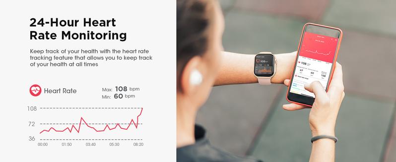 Smart Watch Pro for Women & Men with 30 Days+ Battery Life Heart Rate SpO2 Sleep Monitor 120 Sports Modes IP68 Waterproof Fitness Tracker Call & Message Notifications 1.85" Touchscreen Customizable Watch Faces Wristwatch Digital