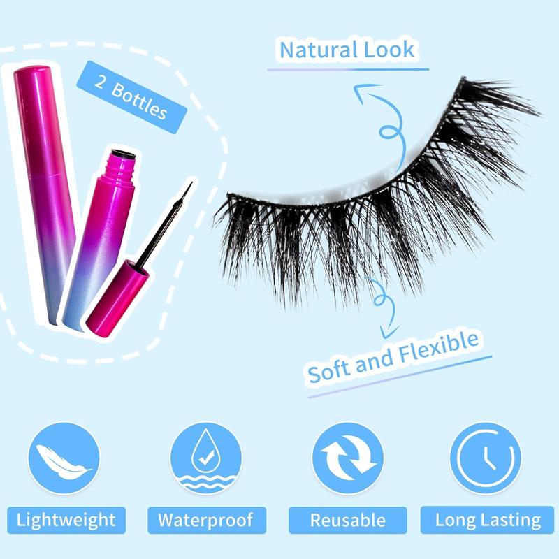 Magnetic Eyelashes Kit, Long Lasting and Reusable Magnetic lashes Natural Look, 14 Pairs False Eyelashes with Magnetic Eyeliner & Tweezers, Easy to Wear, No Glue Needed (14 Pairs)