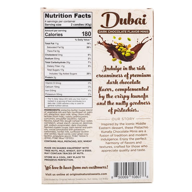 Dubai Chocolate Bar & Minis Milk & Dark Chocolate 3.2oz Original Natural Sweets Feel the Crunch Savor the Cream Delicate Layers of Kunafa