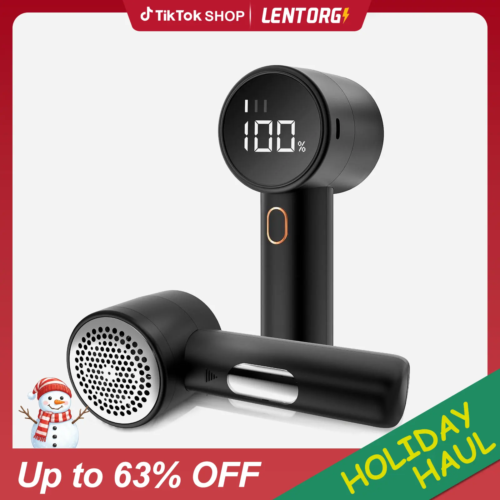 【Lentorgi】Pocket Size Lint Remover Electric Fabric Shaver for Home, Travel, Clothes, 2600mAh Type-C Rechargeable, 6-Blade, LED Digital Display, 3 Speeds, Safety Lock, Lint Collection Container, Charging Security, 2.4x2.3x6 Inch, 1hr Runtime, Pocket Size L