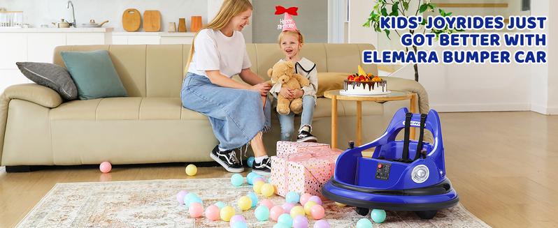 Dripex 12V Bumper Car for Toddlers, Kids Electric Ride-On Toys W/Remote, 2 Speeds, 360° Spin, LED Lights, Music & DIY Stickers, Gift for 3-6 Boys Girls