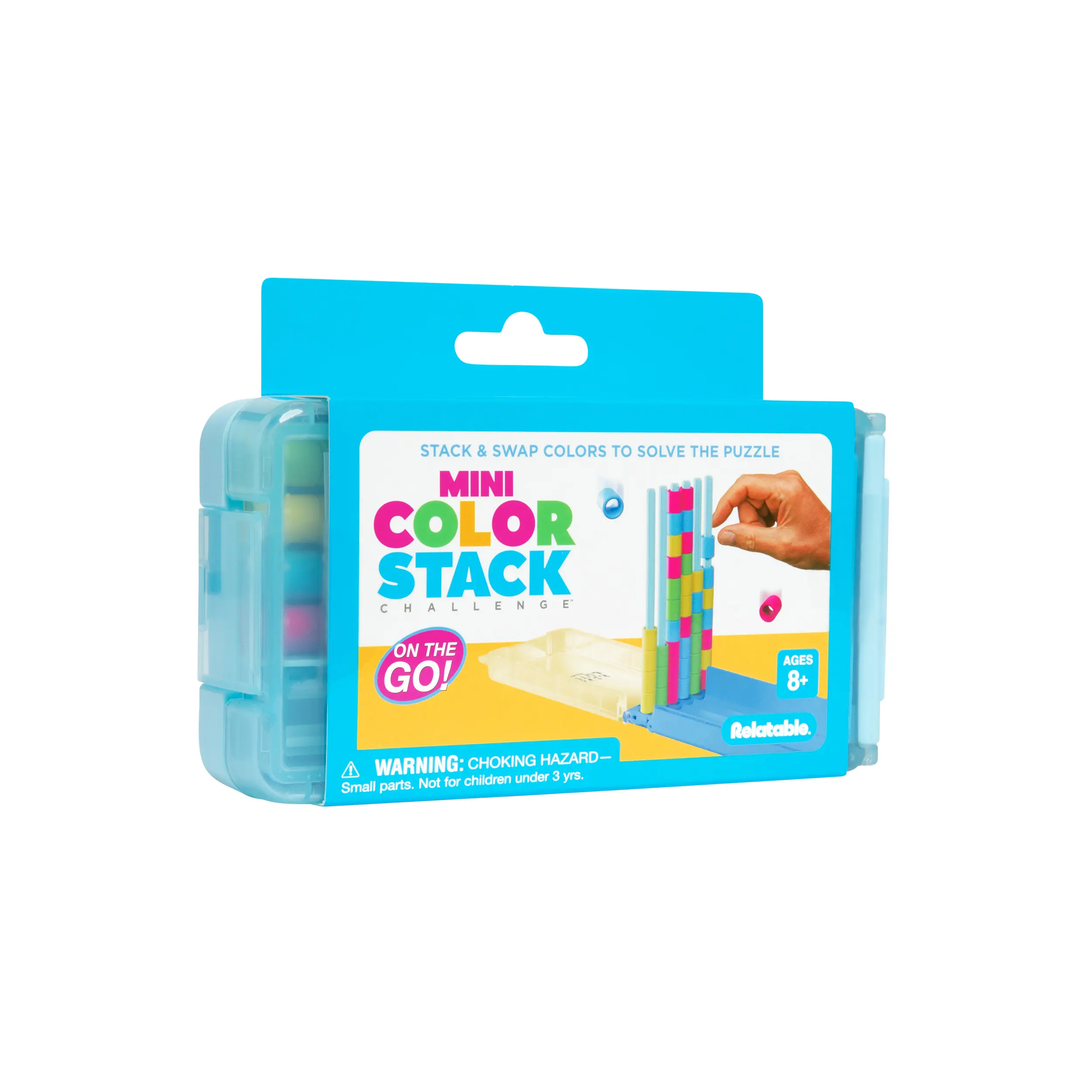 Mini Color Stack Challenge by Relatable - Shake It, Sort It, Solve It. A Solo-Play Travel Games Version Of The Viral Color Stack Game for Ages 8+ – Includes 1 Travel Case and 40 Rings