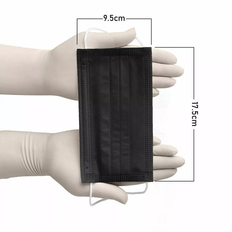 Black Disposable 100 Pcs Face Mask - 3 Ply Ear Loop, Unisex Design, Fashionable Style, Suitable for Daily Use, Suitable for Weddings & Parties