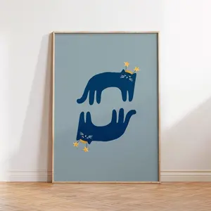 Cosmic Kitty Print: Blue Space Poster, Funny Cat Poster (Digital Download) H