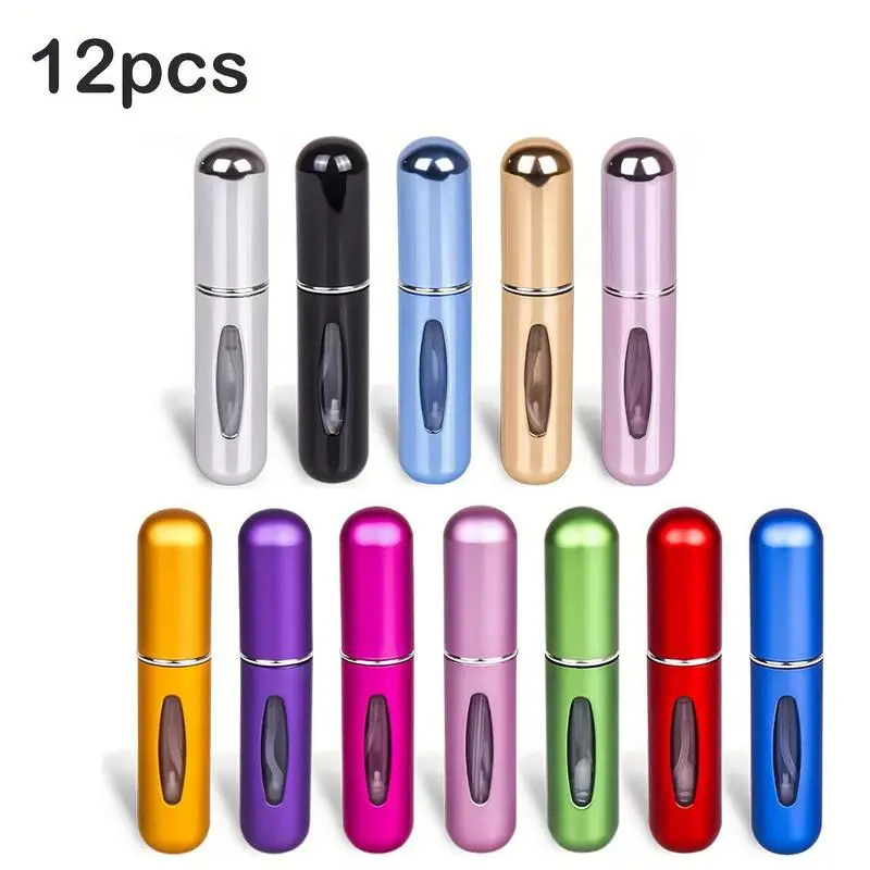 Portable Mini Refillable Perfume Bottle, 12pcs/set 5ML Spray Bottle, Travel Perfume Atomizer, Perfume Bottle for Travel, Daily Use