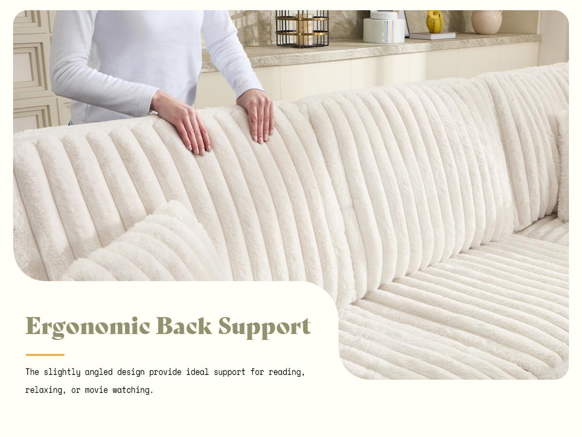 [Ships in 3 Boxes] AMERLIFE 129 Inch Sectional Couches for Living Room, Sectional Couch with Storage & Ottoman, Modular Sectional Sofa Converts to Sleeper, Cloud Couch Sectional for Large Space