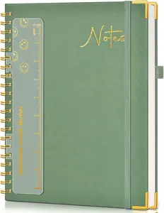 Hardcover Spiral Notebook Journal 8.5” x 11”, A4 Large Leather Notebooks for Women Men, Lined College Ruled Notebook, 100 GSM Paper, Spiral Bound Journals for Work School Note Taking Business, Green