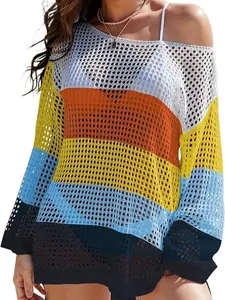 Buauty Women's Swimsuit Crochet Cover Up | Bathing Suit Swimwear Short Sleeve Knit Beach Dress Summer Vacation Outfits