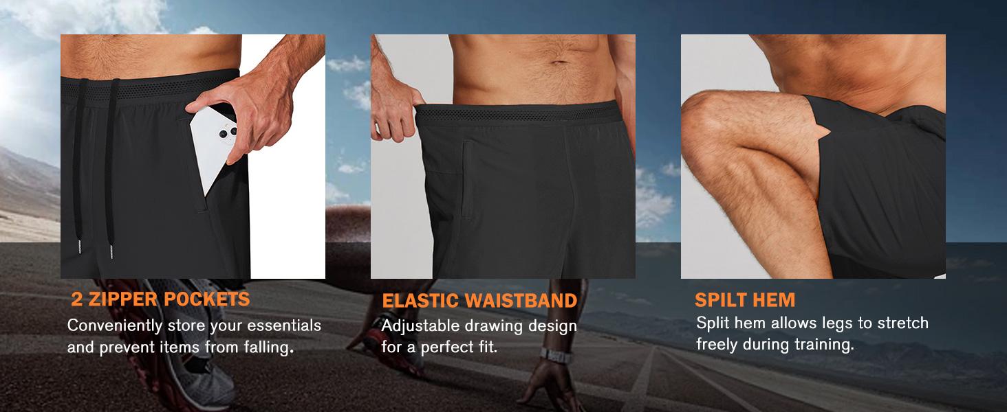 COOFANDY Mens Athletic Running Shorts 7'' Gym Workout Shorts 2 Pack Drawstring Training Shorts with Zipper Pockets