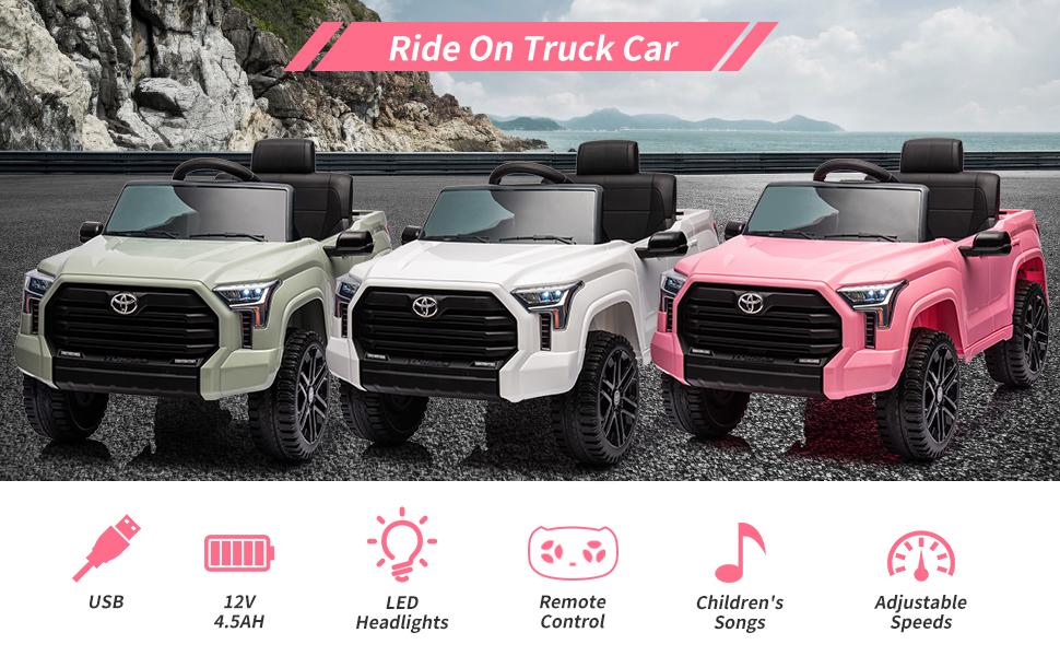 【Restock Sale】GARVEE 12V Licensed Toyota Ride-On Car for Ages 3+, Featuring Remote Control, MP3, LED Lights, Suspension, Double Doors, Safety Belt, Available in Pink, White, Blue, Red, Rose, Green, and Grey - Perfect Ride-On Toy!
