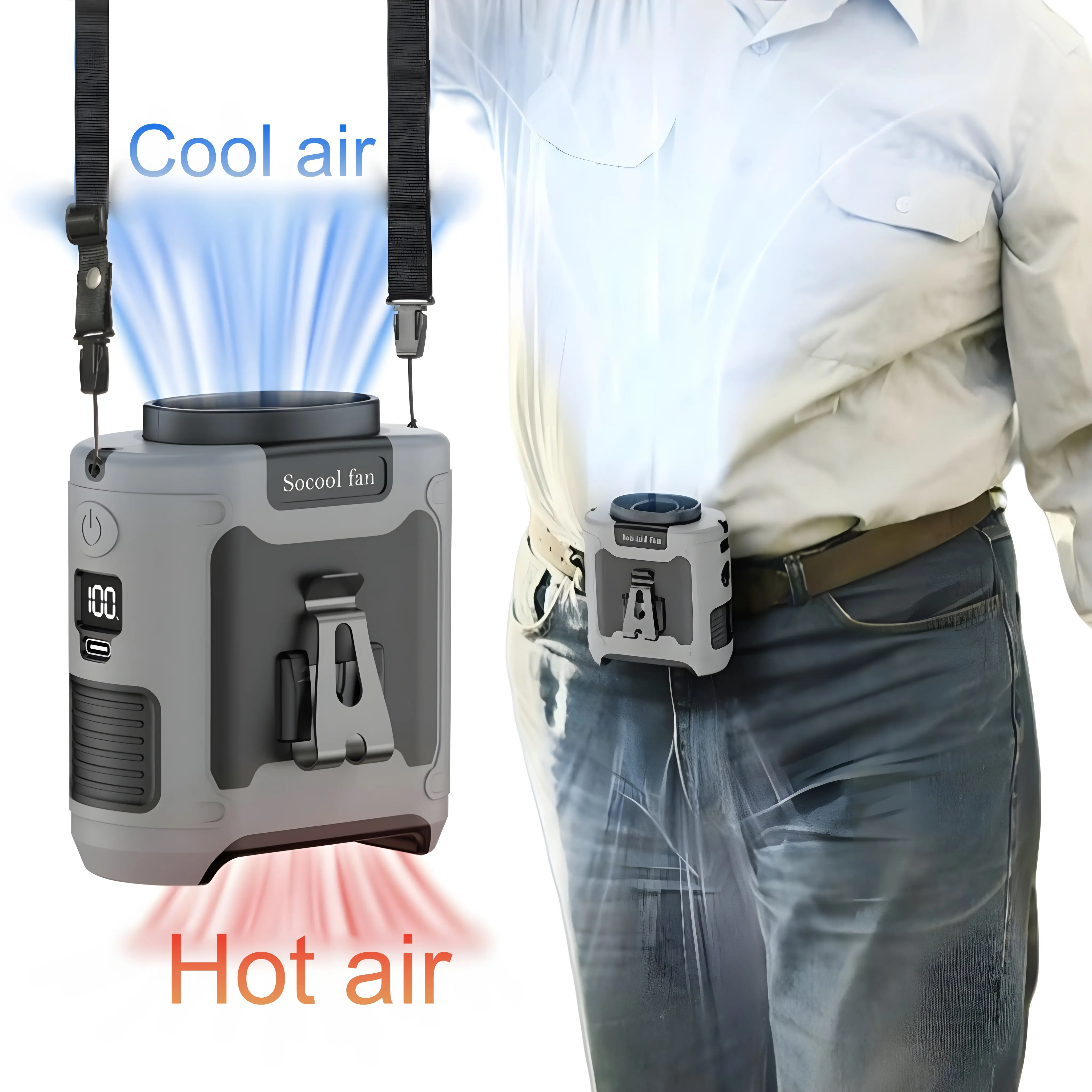 Socool 10000mAh Portable fans, Rechargeable turbo fan neck fan 5-Speed, Mobile Power Bank, Suitable for Outdoor work Mobile Fans portable handheld turbo fan