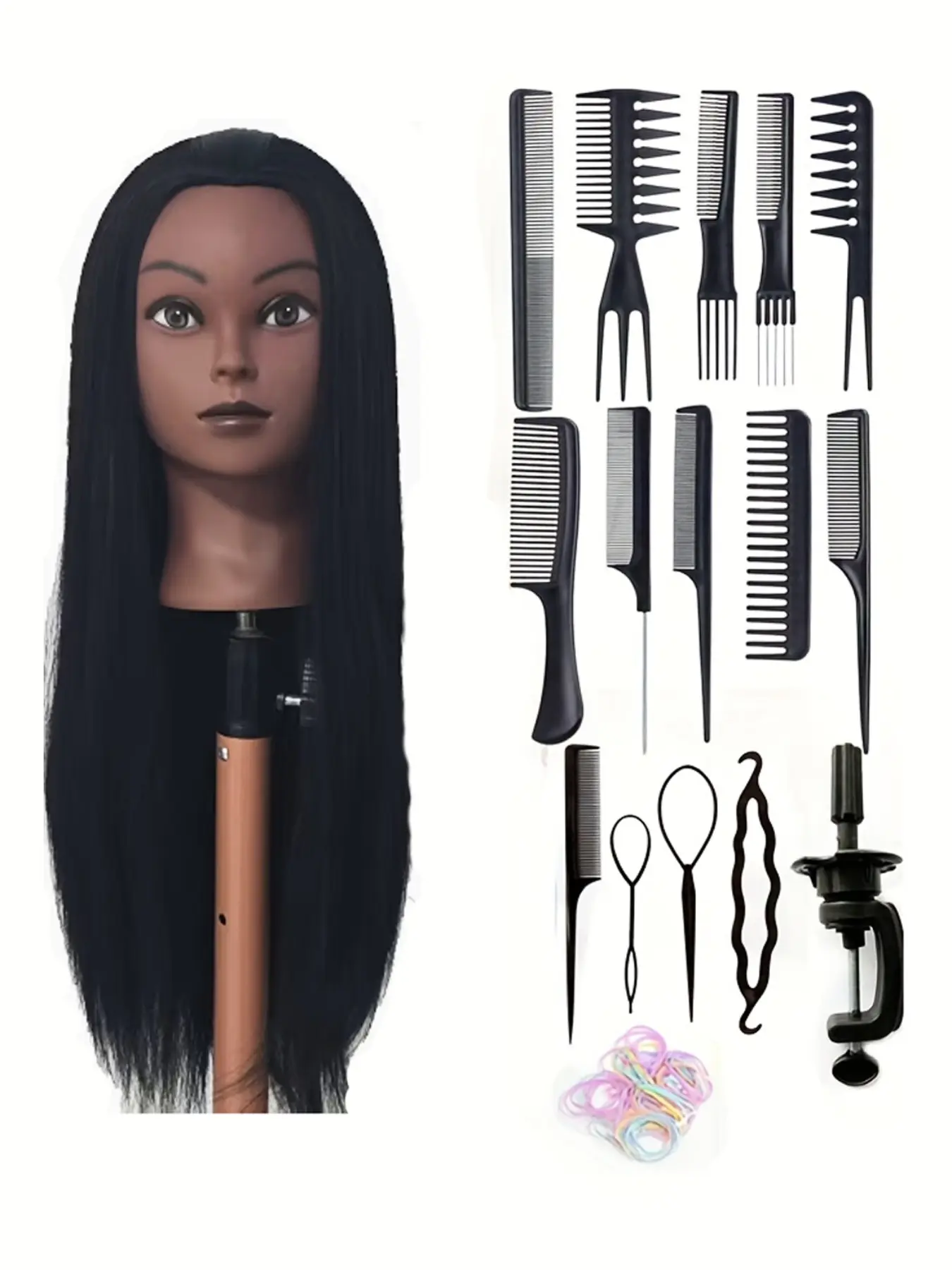 Durable mannequin head stand with natural appearance, suitable for hairstyle design, braiding, salon, home or classroom use, hairstyle modeling mannequin, salon training tool, Practice mannequin head