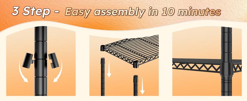 Raybee 5-6 Tier Metal Shelving Unit, Heavy Duty Shelving Organizer, Adjustable Wire Shelf with Wheels, Rolling Metal Storage Shelves for Garage Pantry Basement