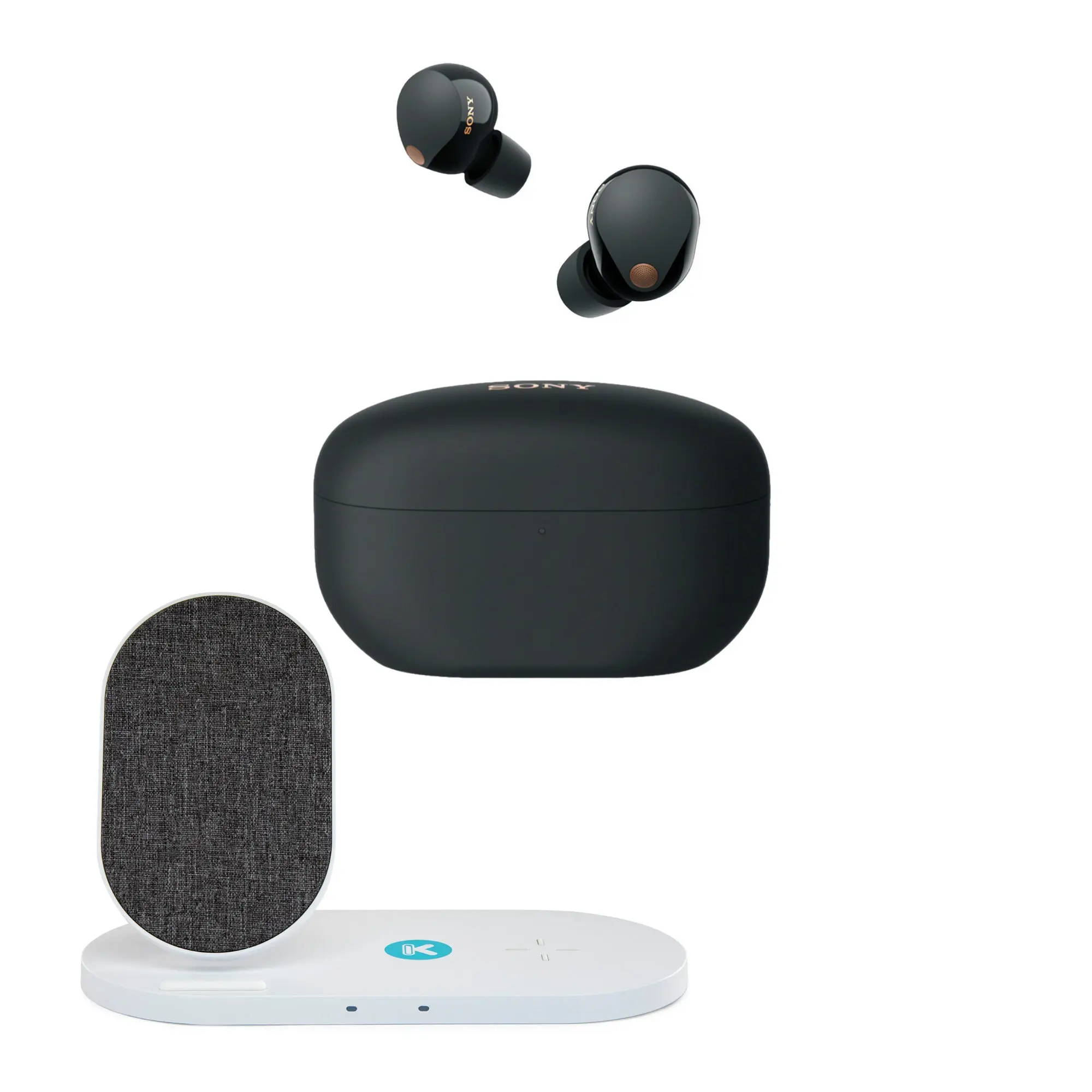 WF-1000XM5 Truly Wireless Noise Canceling Earbuds (Black) with Dual Pad Wireless Charger Bundle for Sony