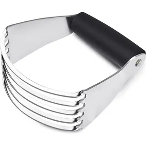 Pastry Blender Stainless Steel Dough Cutter & Butter Mixer – Heavy Duty Dough Masher for Baking, Pie Crust, Biscuits & Pastry Dough – Hand Pastry Cutter Kitchen Tool for Flaky Pie Crusts & Baking – Ergonomic Handle, Black