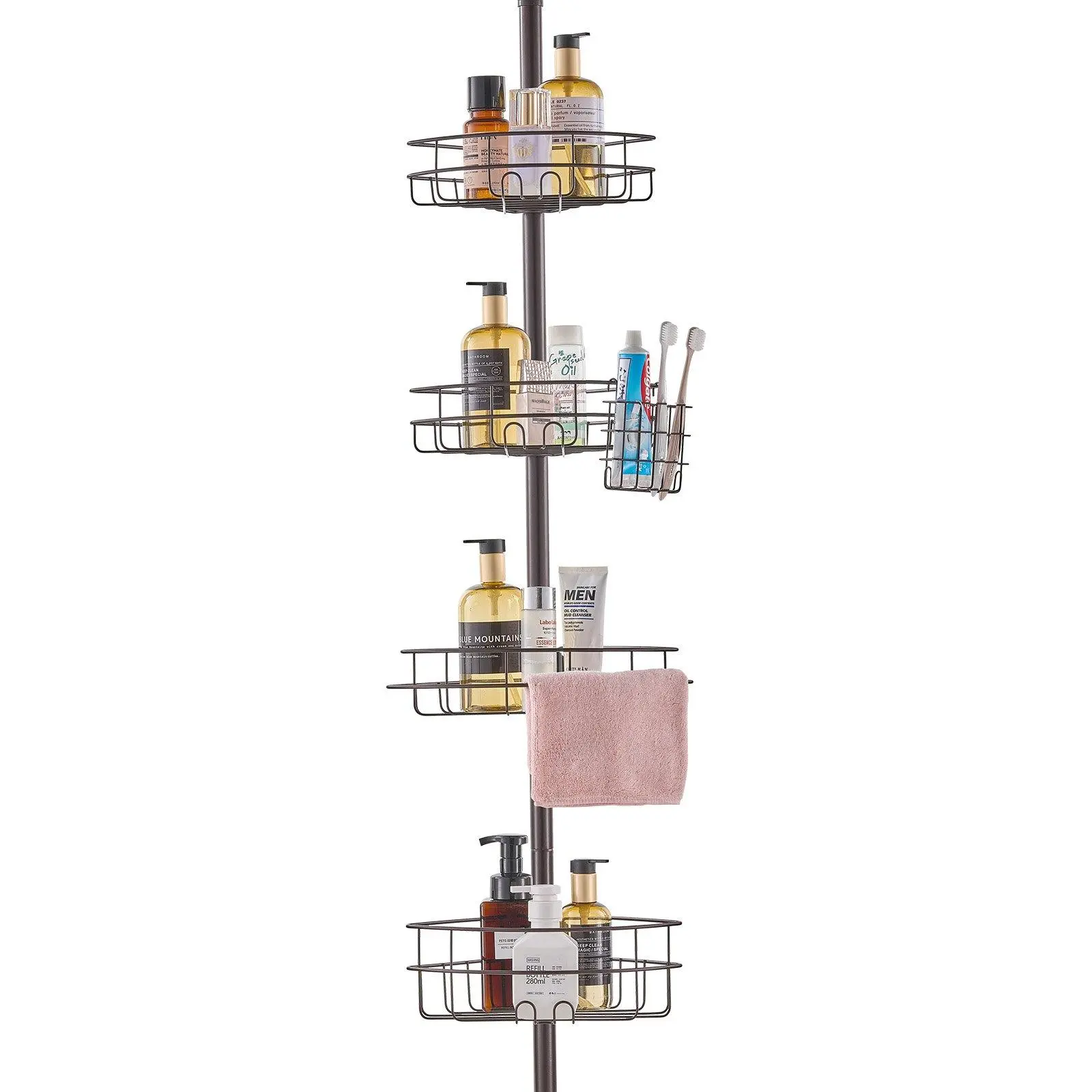 【SummerFinds】VEVOR 56" to 114" High Shower Corner Caddy Tension Pole Rust-Proof Tension Pole
