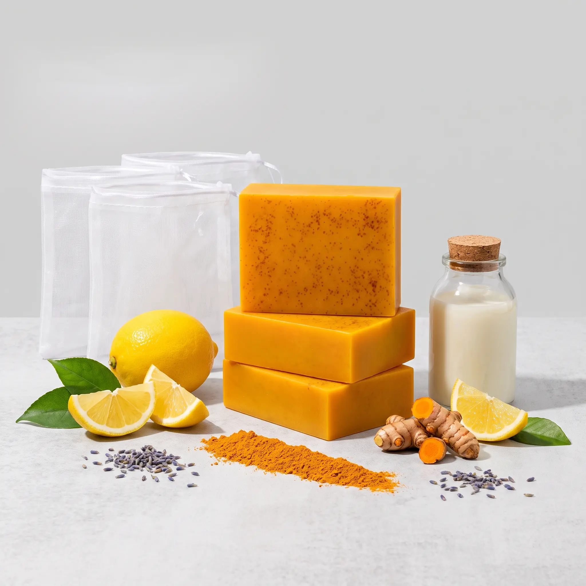 Lemon Turmeric Kojic Acid Soap Bar for Face & Body – Brightening Cleansing Soap for Dark Spots, Uneven Skin Tone, Hydrating Body Care & Daily Skincare