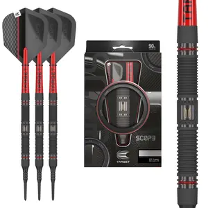 TARGET Darts Scope Soft Tip Darts, 90% Tungsten Dart Set | Red & Black Darts, Darts Set with Pixel Tips, Electronic Darts, Soft Tip Darts | Barrel 10/11 – 18G/19G/20G/21G
