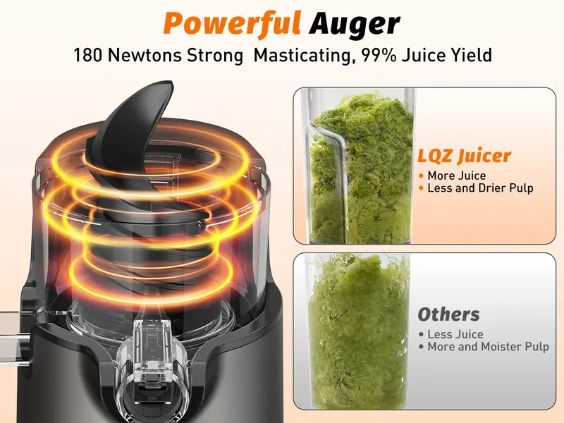 LQZ 350W Cold Press Juicer - Slow Masticating, 5.4 Inch Feed Chute, High Juice Yield, Easy Clean, 55rpm Technology for Whole Fruits & Veggies,Whole Vertical Juicer#backtoschool#sohochic LQZ 350W Cold Press Juicer - Slow Masticating, 5.4 Inch Feed Chute, High Juice Yield, Easy Clean, 55rpm Technology for Whole Fruits & Veggies,Whole Vertical Juicer#backtoschool#sohochic