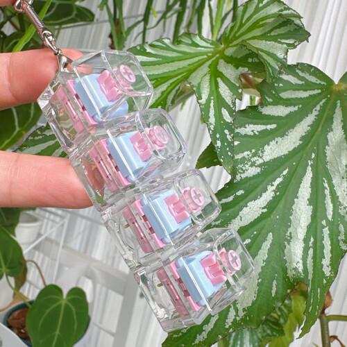 4PCS Keyboard Fidget Clicker Keychain Toy, Clear Mechanical Button Finger Fidget for ADHD, Anxiety & Autism, Addictive Stress Relief Desk Toy, Fun Gift for Friends, Teens & Adults