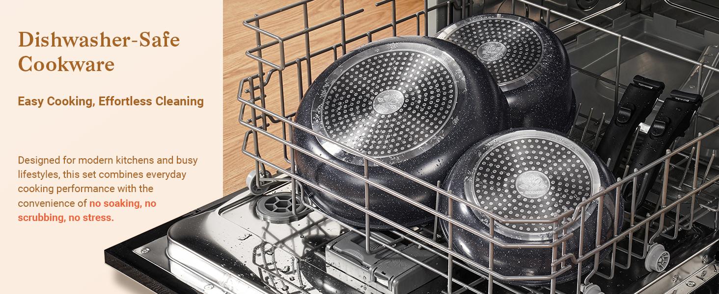 【New product deal】 SODAY 15pcs Kitchen Cookware SetsNon-toxic Healthy Nonstick Kitchen Cooking Set with, Frying Pans,,Kitchenware,Healthy Non Stick RV Cookware Set Detachable Handle,Oven Safe & PFOA Fre