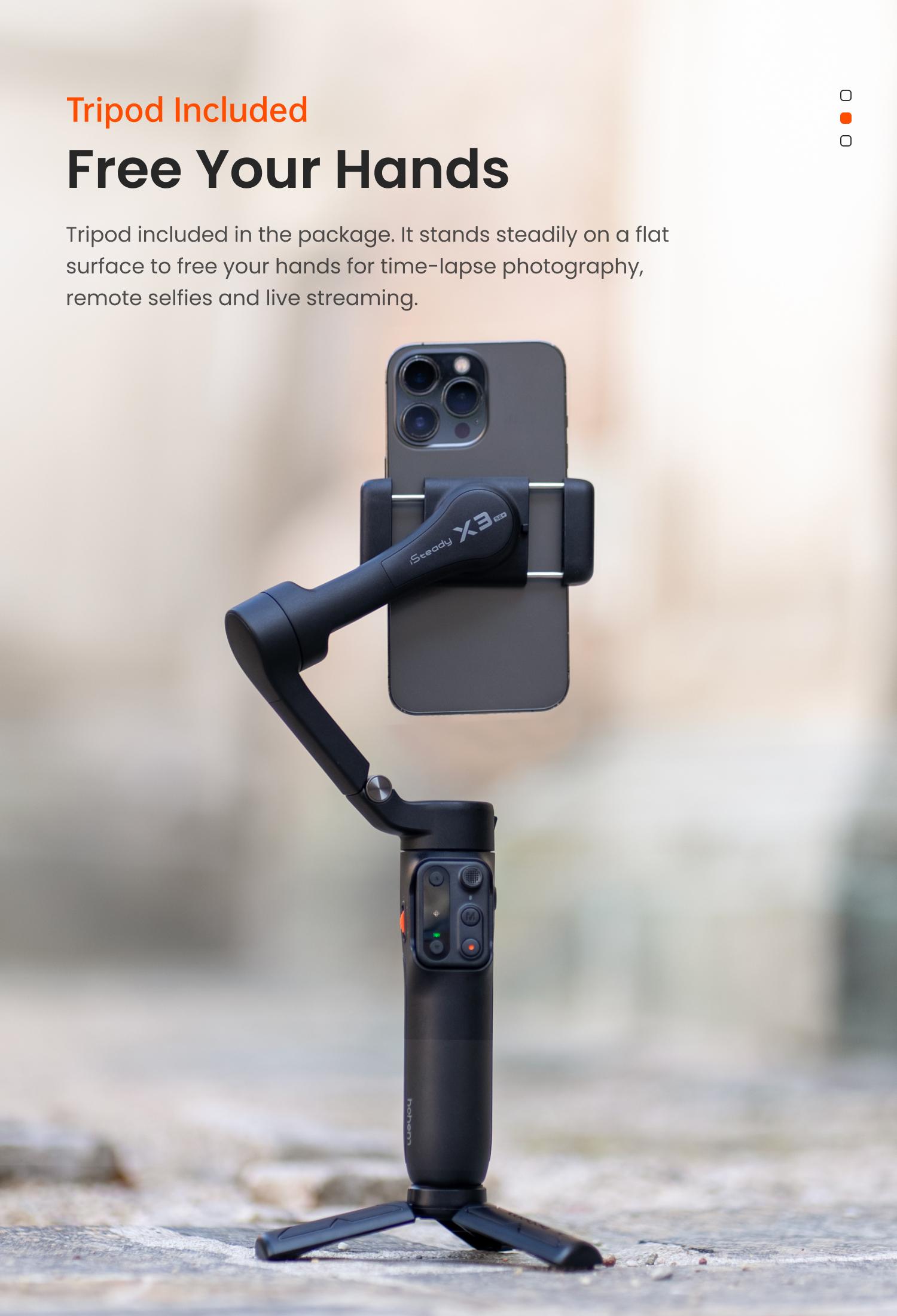 hohem iSteady X3 SE Plus New Gimbal for iPhone, AI Facial Tracking,Smartphone Gimbal with Detachable Remote Control, Portable Foldable 3-Axis Phone Gimbal for Android & iPhone 17 ,Built-in Extendable Rod,Vlog Stabilizer,Cellphone&Selfie accessories