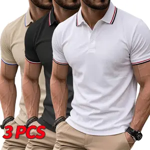 Men’s Quick-Dry Polo Shirt 3-Pack, Short-Sleeve POLO Shirts, High-Quality Casual Wear, Suitable for Daily Leisure and Business Attire