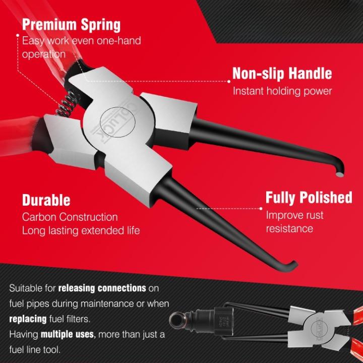 THE WELL KEPT Electrical Disconnect Pliers Set 5-Piece for Automotive Fuel Line & Hose Removal Tools 9" Filter Caliper Clamp Clip Release Kit 80° Disconnect Set with Carry Case