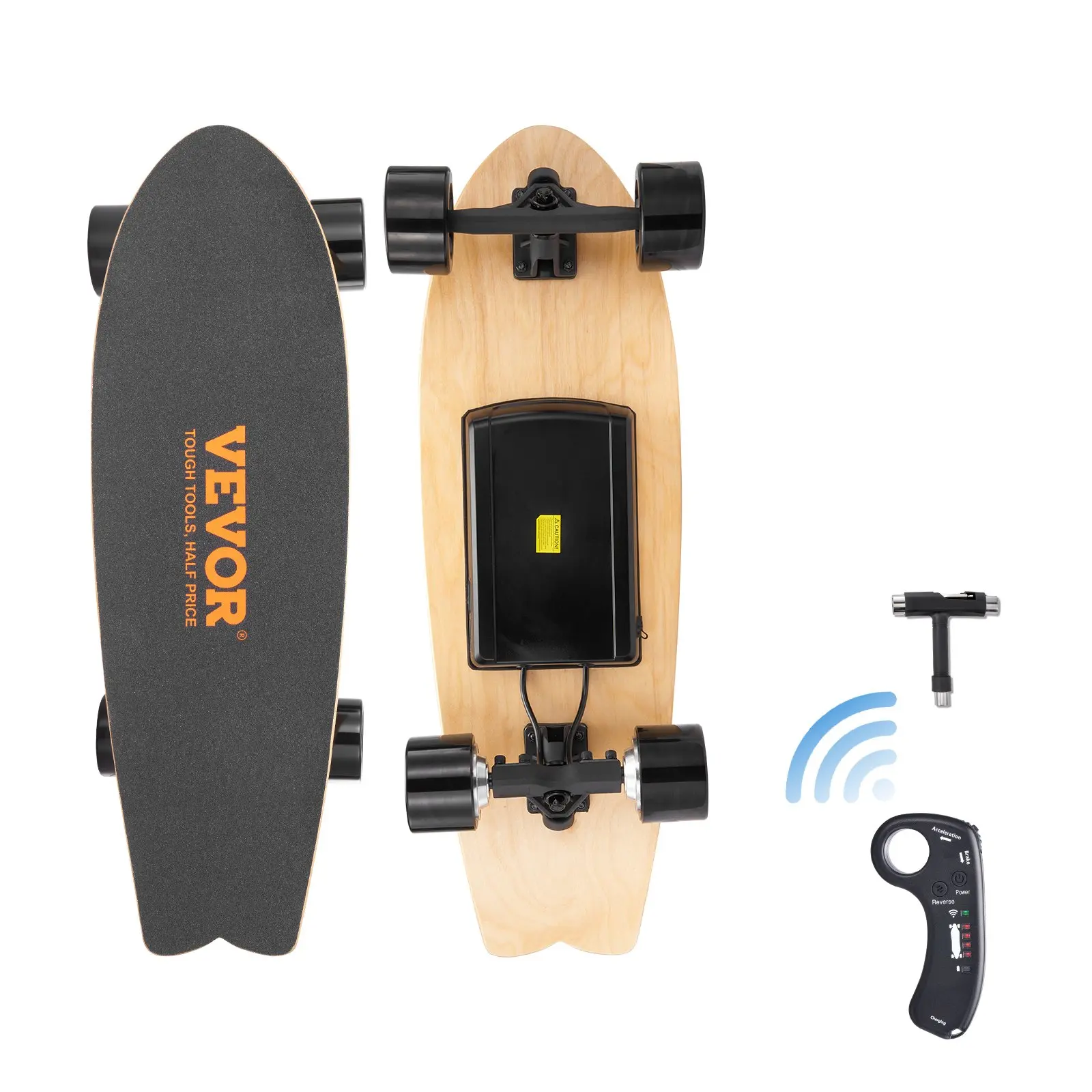 【Summerfinds】VEVOR Electric Skateboard with Remote, 13.7 Mph Top Speed & 7.5 Miles Max Range Skateboard Longboard, 3 Speeds Adjustment Skateboards, Easy Carry Handle Design, Suitable for Adults & Teens Beginners Wheel