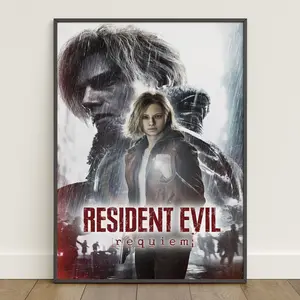 Resident Evil Requiem Poster | Leon Kennedy Wall Art | Game Canvas Print