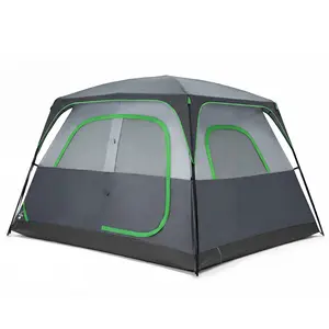 6-Person Waterproof Family Camping Tent - Easy Setup Cabin Tent with Mesh Windows & Skylights, Portable for Car Camping & Hiking