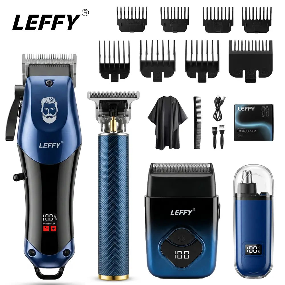 4-in-1 Cordless High Precision All-in-1 Hair Trimmers & Clippers - Battery-Powered Handheld Electronic Rechargeable Home Haircut Tool with Nose Trimmer, Mini Electric Razor, Digital Display, Low Noise, Complete Accessories, Luxury Men’s Grooming Gift, All