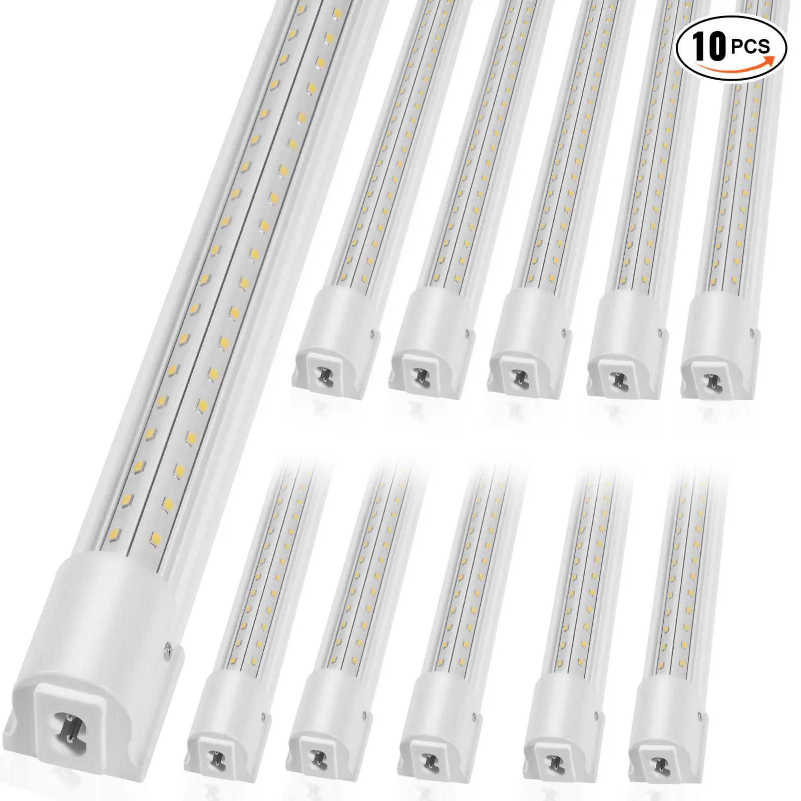 【Summerfinds】VEVOR 10 Pack LED Shop Light 4 FT40W Linkable Shop Light Fixture6500 LM Ceiling Lights 59 in Power Cords with ON/OFF Switch 48 in Connector Cablesfor Garage Warehouse Home Workkshop and Office