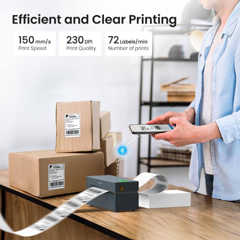 Bluetooth Thermal Label Printer, 4x6 Shipping Label Printer, PL80E Compatible with Android&iPhone and Windows, Widely Used for Hermes, Royal Mail, Amazon, Shopify, Ebay