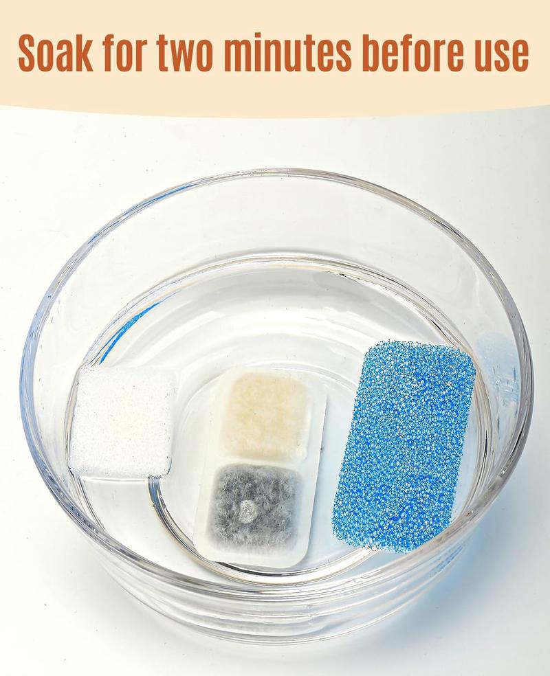 oneisall 8 Pack Replacement Filters for PWF-001 2L/67oz Cat Water Fountain Stainless Steel Water Fountain for Cats Inside, 3 Filtration System