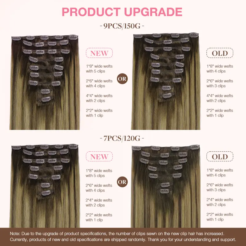Product Introduction of GOOGOO Hair Extensions Clip in Human Hair Natural Straight Easy To Style Soft 7