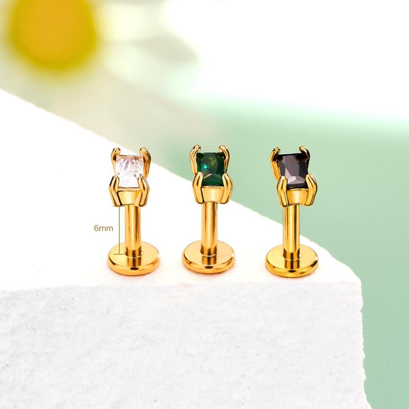 Oufer 16G Threadless Push Pin Flat Back CZ Helix Tragus Conch Cartilage Stud Earring